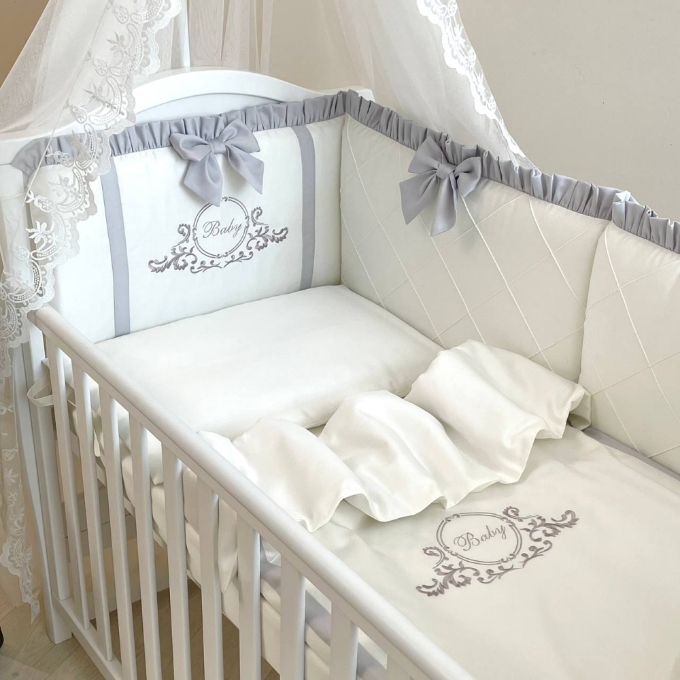 Lenjerie Patut Bebe Copii 6 piese Baby King gri (2)